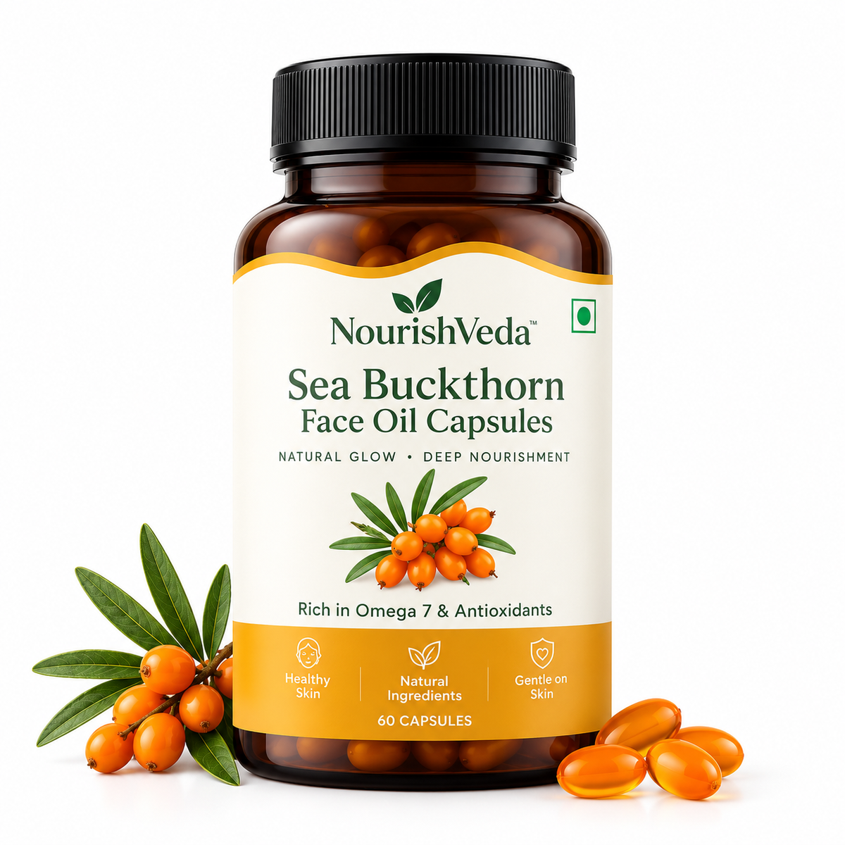 Nourishveda Sea Buckthorn Face Oil Capsules